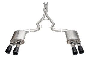 Ford Mustang Performance Exhaust - Rear - CORSA Performance - Cat Back, Dual Rear Exit, Twin 4.5in Black PVD Straight Tips - Black - `24-`25